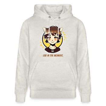 Vis dans l’instant présent, fille chat - Sweat à capuche bio CRUISER Stanley/Stella Unisexe - beige chiné - Devant - Alina (178cm) & Michal (187cm)