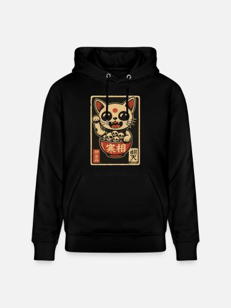 Dunkle Winke-Katze mit Totenköpfen - Stanley/Stella Unisex Bio-Hoodie CRUISER - Schwarz