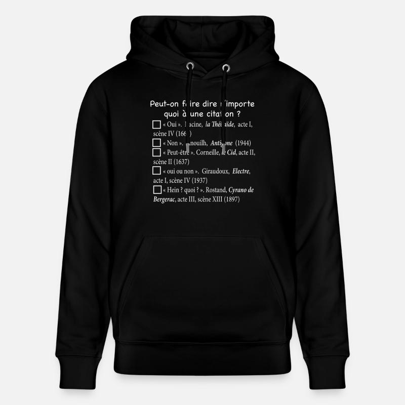 Citations-blanc - Sweat à capuche bio CRUISER Stanley/Stella Unisexe - noir
