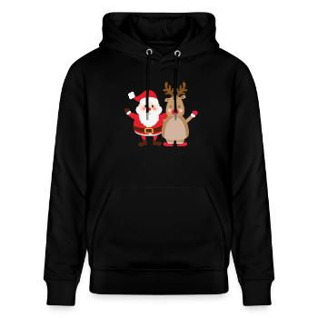 rudolph santa - Stanley/Stella Unisex Bio-Hoodie CRUISER  - Schwarz - Vorne - Alina (178cm) & Michal (187cm)