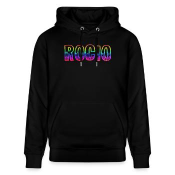 rocio rs regenbogen - Stanley/Stella Unisex Bio-Hoodie CRUISER  - Schwarz - Vorne - Alina (178cm) & Michal (187cm)