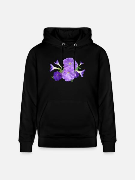 petunia petunia kwiaty kwiaty ogrodowe - Ekologiczna bluza z kapturem typu unisex Stanley/Stella CRUISER  - czarny