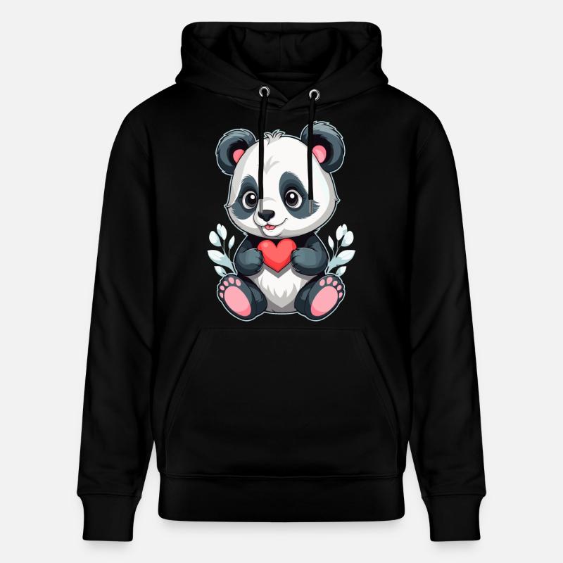 Panda avec cœur - Sweat à capuche bio CRUISER Stanley/Stella Unisexe - noir
