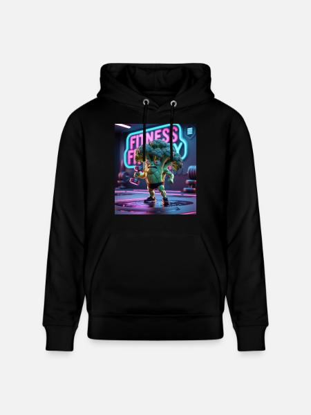 Cartoon Broccoli Gym - Stanley/Stella CRUISER Unisex Organic Hoodie - black