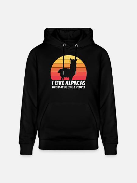 Alpaca Funny Animal Lover Alpacas - Stanley/Stella CRUISER Unisex Organic Hoodie - black