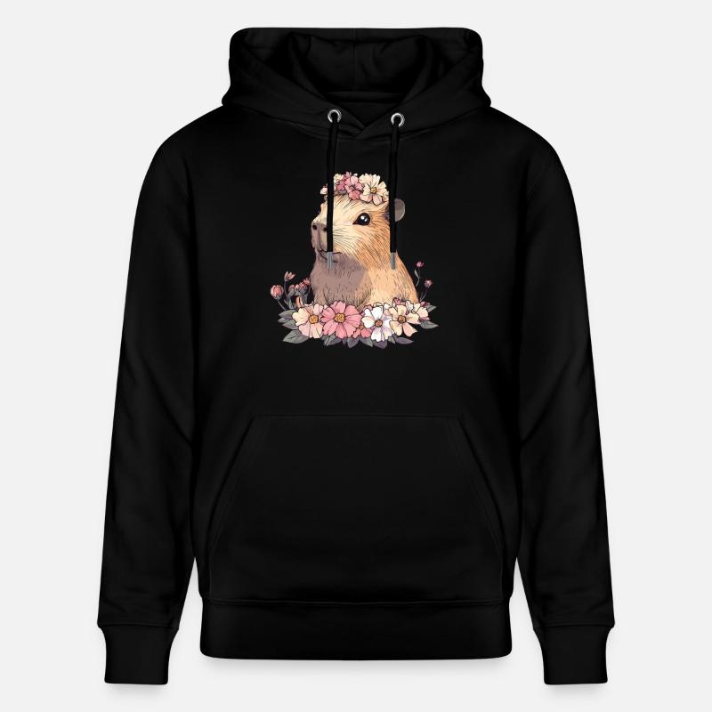 Fleurs Capybara - Sweat à capuche bio CRUISER Stanley/Stella Unisexe - noir