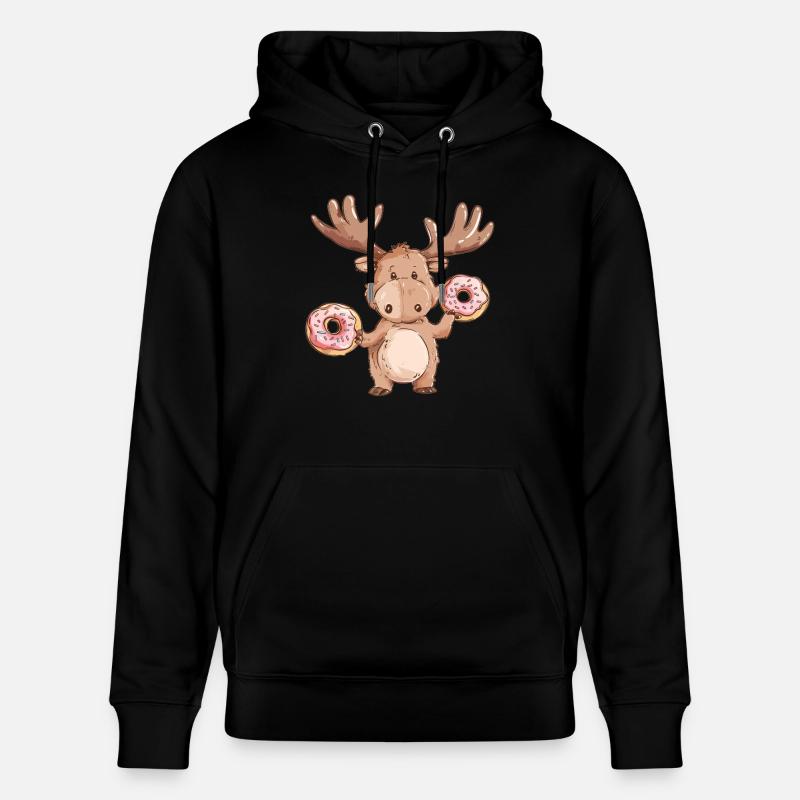 Elch mit Donuts - Stanley/Stella Unisex Bio-Hoodie CRUISER  - Schwarz