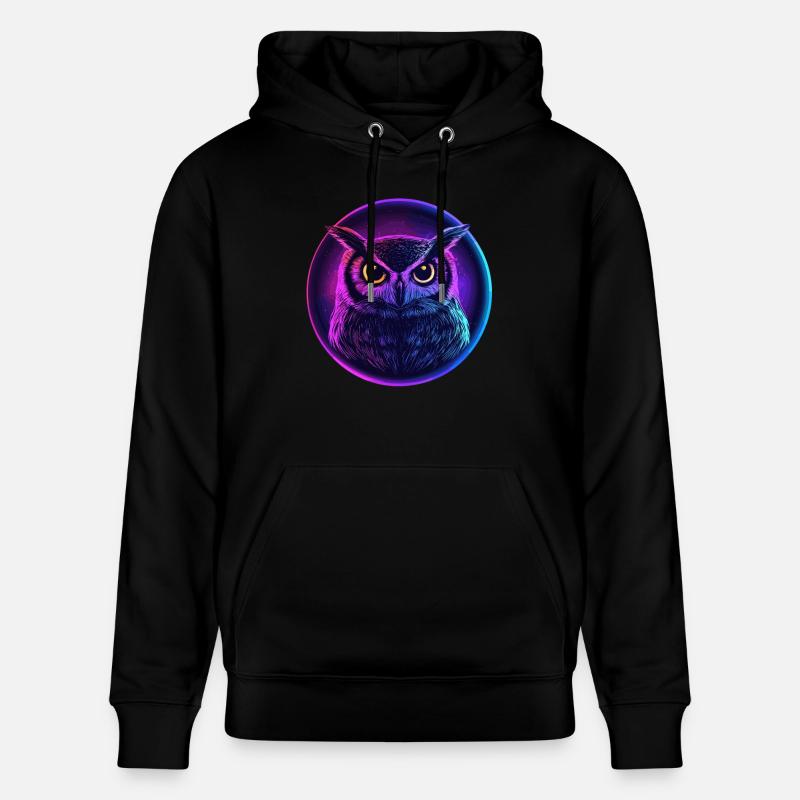 Leuchtende Neon-Eule - Stanley/Stella Unisex Bio-Hoodie CRUISER  - Schwarz