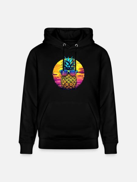Sun pineapple with glasses - Stanley/Stella CRUISER Unisex Organic Hoodie - black