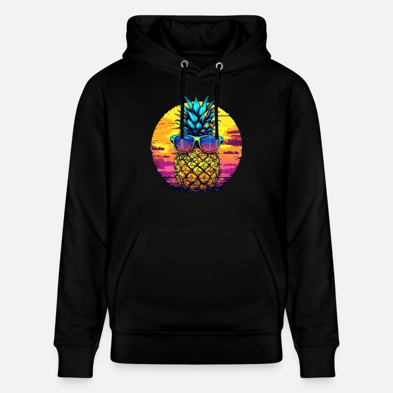 Sonnen Ananas mit Brille - Stanley/Stella Unisex Bio-Hoodie CRUISER - Schwarz