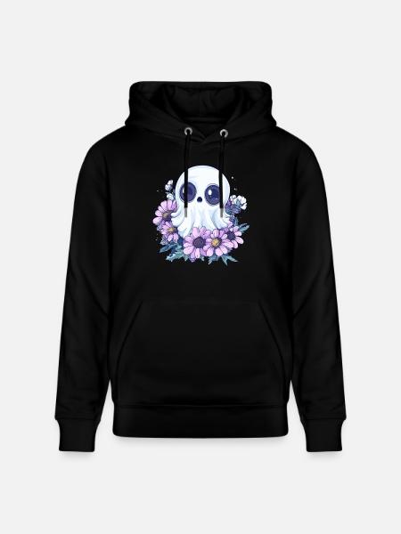 Geist mit Blumen - Stanley/Stella Unisex Bio-Hoodie CRUISER - Schwarz