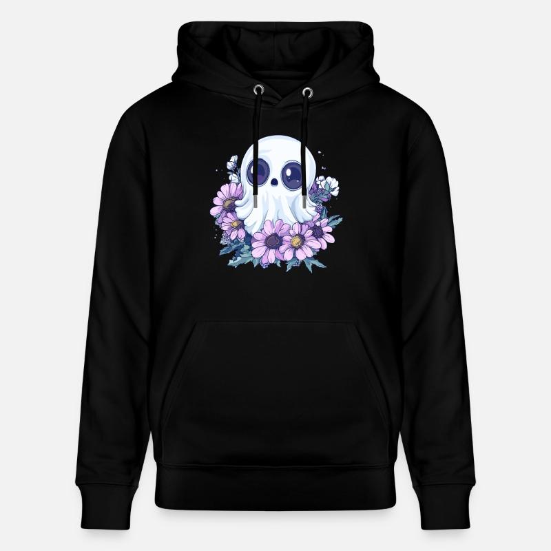 Geist mit Blumen - Stanley/Stella Unisex Bio-Hoodie CRUISER  - Schwarz