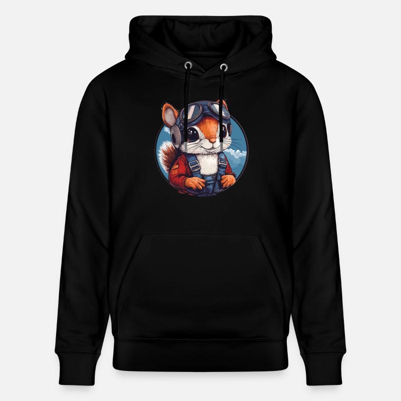 Fliegendes Eichhörnchen mit Brille - Stanley/Stella Unisex Bio-Hoodie CRUISER  - Schwarz