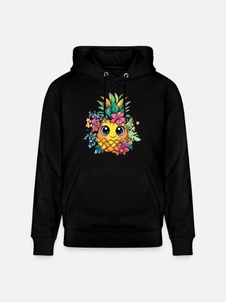 Floral Pineapple Delight - Stanley/Stella CRUISER Unisex Organic Hoodie - black