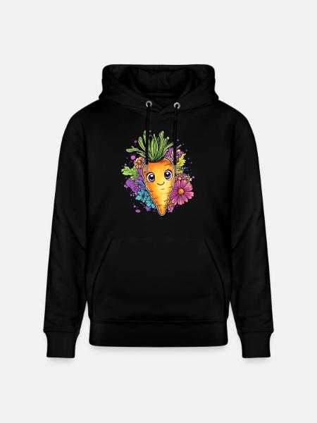 Cheerful carrot with flowers - Stanley/Stella CRUISER Unisex Organic Hoodie - black