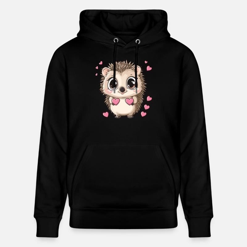Igel mit Herzen - Stanley/Stella Unisex Bio-Hoodie CRUISER  - Schwarz