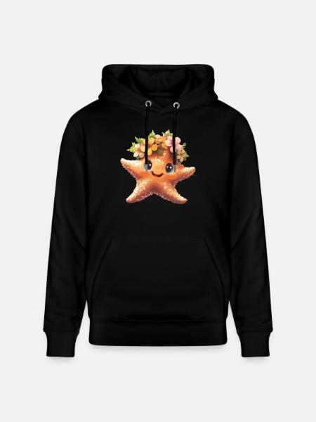 Seestern mit Blütenkrone - Stanley/Stella Unisex Bio-Hoodie CRUISER  - Schwarz