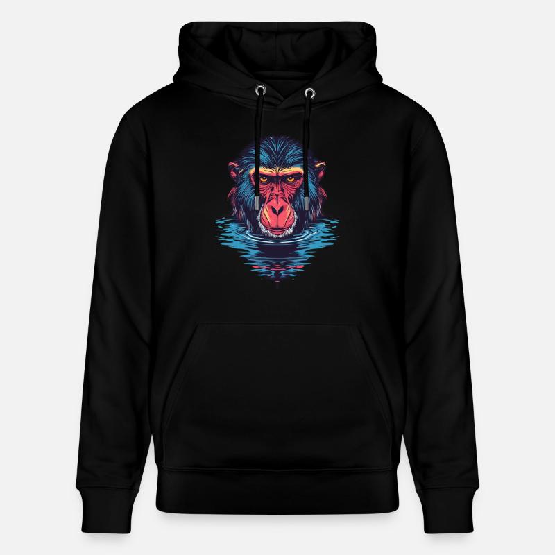 Singe mandrill dans l’eau - Sweat à capuche bio CRUISER Stanley/Stella Unisexe - noir