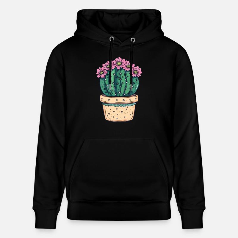 Cactus en pot fleuri - Sweat à capuche bio CRUISER Stanley/Stella Unisexe - noir
