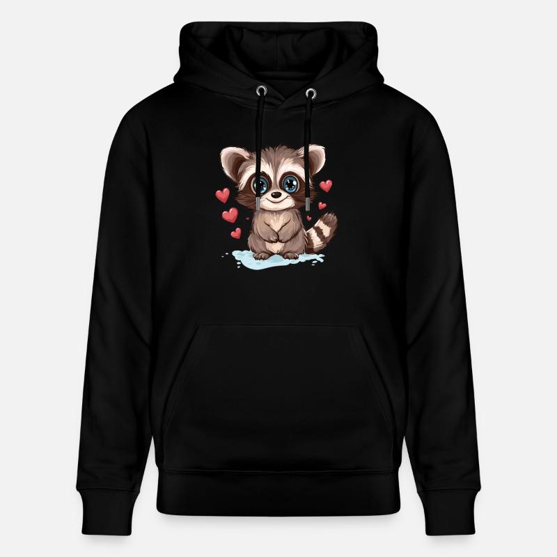 Waschbär mit Herzchen - Stanley/Stella Unisex Bio-Hoodie CRUISER  - Schwarz