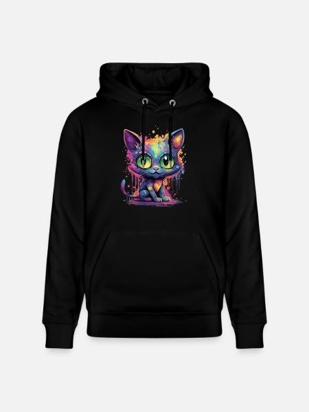 Bunte Neon Katze - Stanley/Stella Unisex Bio-Hoodie CRUISER  - Schwarz