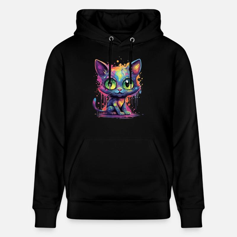 Bunte Neon Katze - Stanley/Stella Unisex Bio-Hoodie CRUISER  - Schwarz