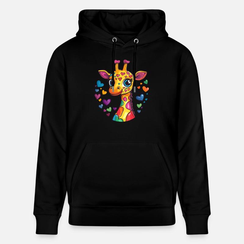 Herzige Regenbogen-Giraffe - Stanley/Stella Unisex Bio-Hoodie CRUISER  - Schwarz