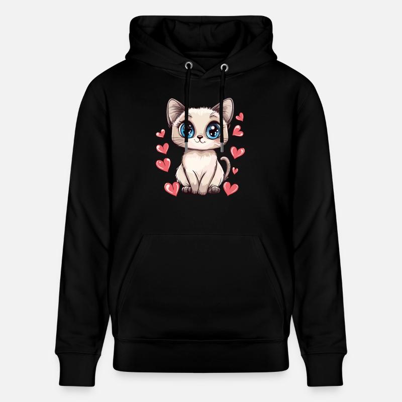 Katze mit Herzchenblick - Stanley/Stella Unisex Bio-Hoodie CRUISER  - Schwarz