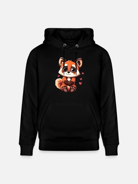 Red Panda Cartoon Style - Stanley/Stella CRUISER Unisex Organic Hoodie - black