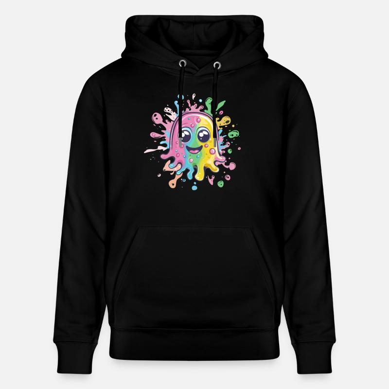 Bunter Farbklecks mit Gesicht - Stanley/Stella Unisex Bio-Hoodie CRUISER  - Schwarz