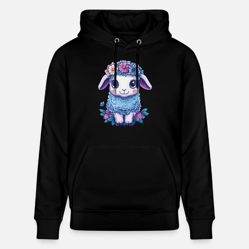 Mouton avec des fleurs - Sweat à capuche bio CRUISER Stanley/Stella Unisexe - noir