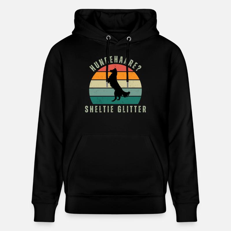 Sheltie Glitter Retro Sunset - Stanley/Stella Unisex Bio-Hoodie CRUISER  - Schwarz
