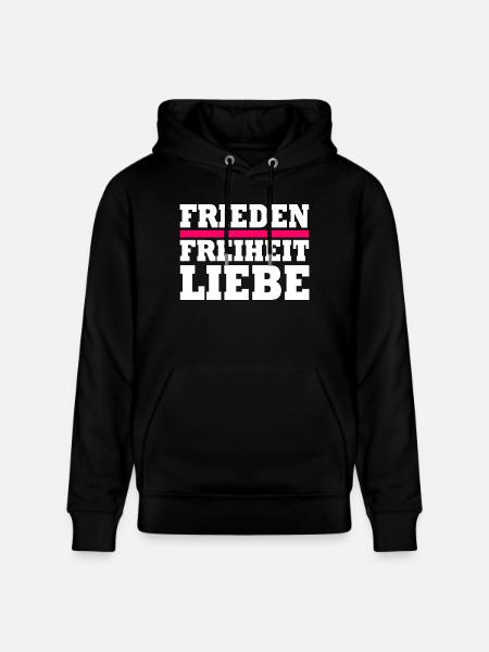 Frieden freiheit liebe - Stanley/Stella Unisex Bio-Hoodie CRUISER - Schwarz
