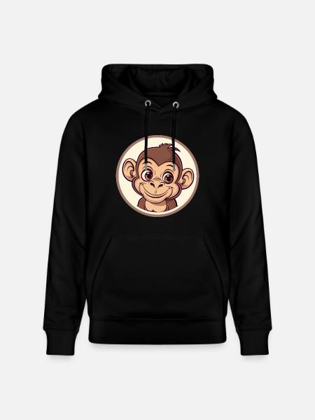 Fröhlicher Affe mit Lächeln - Stanley/Stella Unisex Bio-Hoodie CRUISER  - Schwarz
