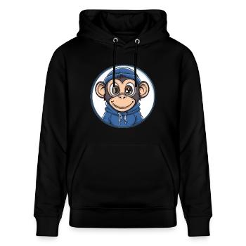Cooler Affe mit Kapuze - Stanley/Stella Unisex Bio-Hoodie CRUISER  - Schwarz - Vorne - Alina (178cm) & Michal (187cm)