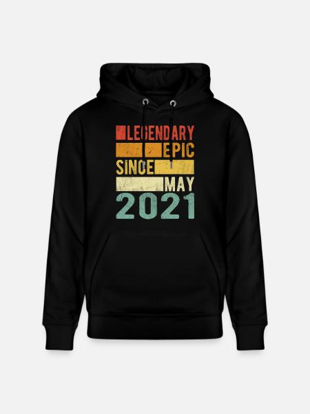 Birthday May 2021 Legendary epic - Stanley/Stella CRUISER Unisex Organic Hoodie - black