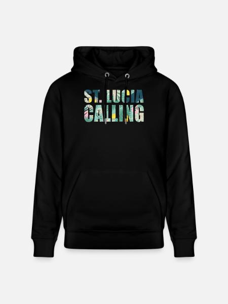 St Lucia Souvenir Vacation - Stanley/Stella CRUISER Unisex Organic Hoodie - black