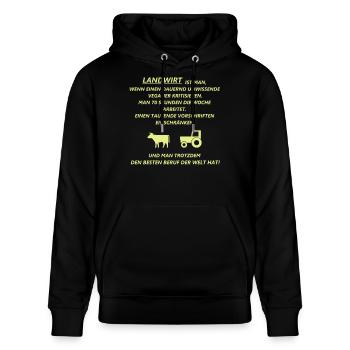 Landwirt - Stanley/Stella Unisex Bio-Hoodie CRUISER  - Schwarz - Vorne - Alina (178cm) & Michal (187cm)