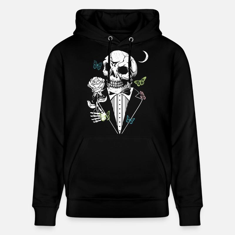 Crâne de Gentelman avec Rose - Sweat à capuche bio CRUISER Stanley/Stella Unisexe - noir