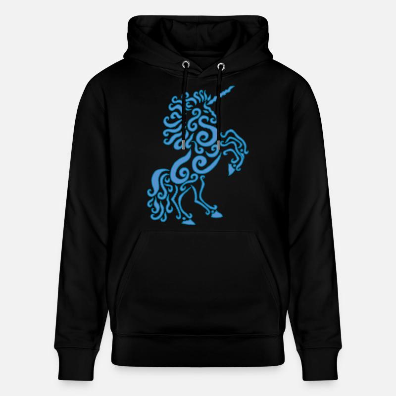 Blaues Einhorn Pferd - Stanley/Stella Unisex Bio-Hoodie CRUISER - Schwarz