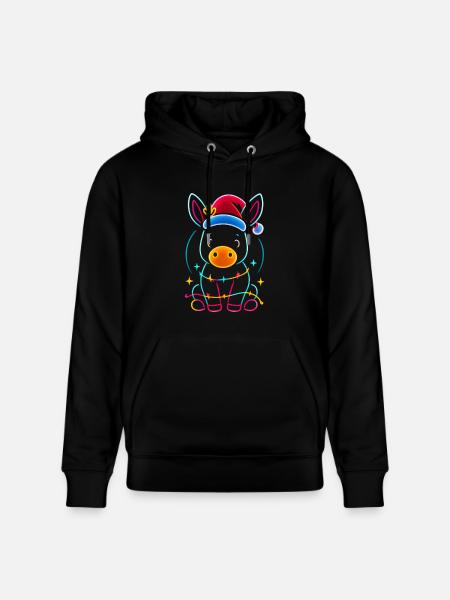 Donkey Elf Christmas Funny Gift - Stanley/Stella CRUISER Unisex Organic Hoodie - black