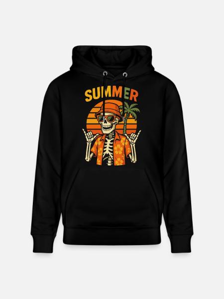 Hawaiianisches Palmen-Sommerskelett - Stanley/Stella Unisex Bio-Hoodie CRUISER  - Schwarz