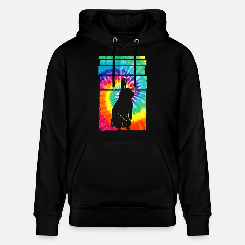 Lapin Hippie Tie Dye - Sweat à capuche bio CRUISER Stanley/Stella Unisexe - noir