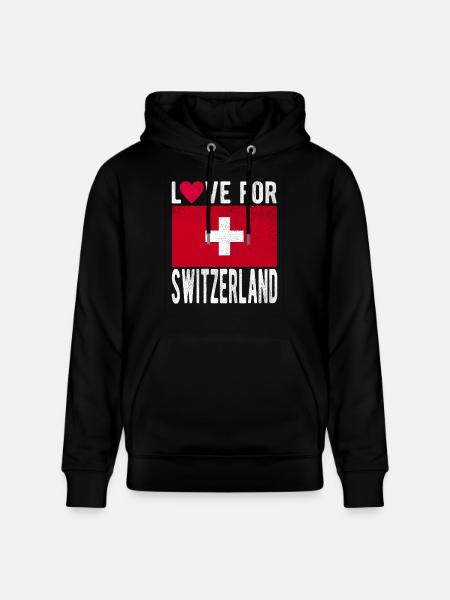 Schweiz Fahne - Stanley/Stella Unisex Bio-Hoodie CRUISER  - Schwarz