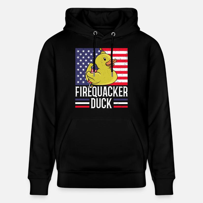 Firequacker Duck 4. Juli Firecracker - Stanley/Stella Unisex Bio-Hoodie CRUISER  - Schwarz