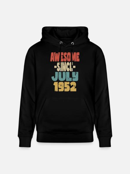 1952 Juillet Anniversaire Rétro - Sweat à capuche bio CRUISER Stanley/Stella Unisexe - noir