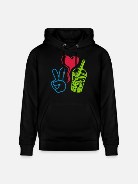 Love Peace Bubble Tea - Stanley/Stella CRUISER Unisex Organic Hoodie - black