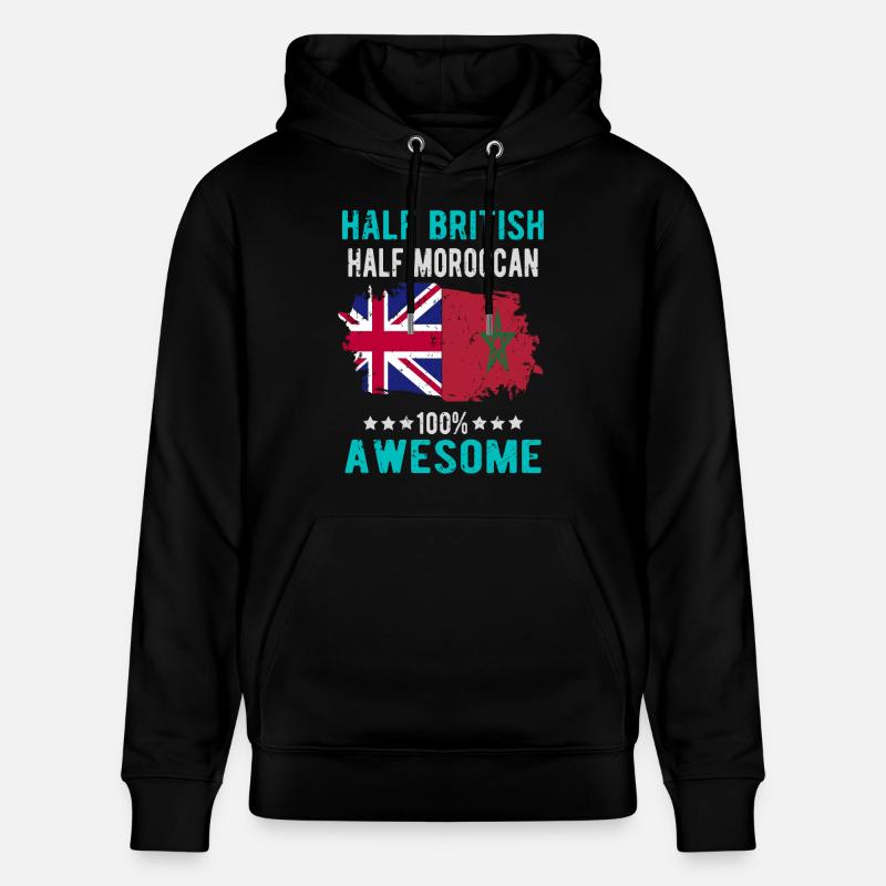 Half British Half Moroccan - Stanley/Stella CRUISER Unisex Organic Hoodie - black