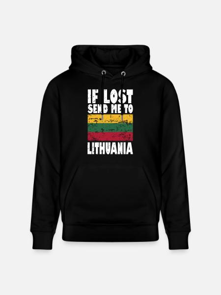 Lithuania Flag Saying - Stanley/Stella CRUISER Unisex Organic Hoodie - black