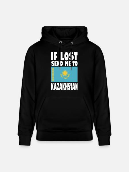 Kazakhstan Flag Saying - Stanley/Stella CRUISER Unisex Organic Hoodie - black